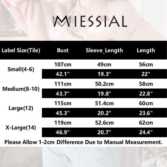 Women's Knitted Christmas Pattern Comfy Crewneck Long Sleeve Pullover Sweater - Picture 5 of 6